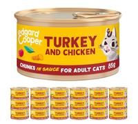 Edgard Cooper Comida humeda gatos, Adultos,Pavo-Pollo, 85g x 18, Pienso gatos Esterilizados y Activos, Sin cereales, Ingredientes naturales, Hipoalergénico, Sin azúcares añadidos