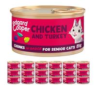 Edgard & Cooper Comida Húmeda Gatos Esterilizados o Activos Gatos Mayores Senior Trozos en Salsa Natural Sin Cereales Latas 85g x 16 Pollo & Pavo, Alimentación Sana Sabrosa y Equilibada