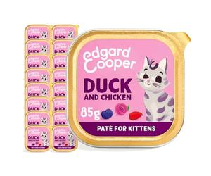 Edgard Cooper Comida humeda para Gatito,Pato & Pollo, 85g x 16, Pate gatos, Pienso gatos Esterilizados y Activos, Sin cereales, Ingredientes naturales, Hipoalergénico