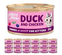 Edgard Cooper Comida humeda para Gatito,Pato & Pollo, 85g x 18, Pienso gatos Esterilizados y Activos, Sin cereales, Ingredientes naturales, Hipoalergénico, Sin azúcares añadidos
