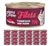 Edgard Cooper Comida húmeda para Gatos - Atún y Pollo (70 g x 24) - sin Cereales para Gatitos, Adultos y Senior - filetes con Carne Fresca y Pescado - para Gatos esterilizados y Activos