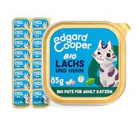 Edgard Cooper Comida húmeda para Gatos Bio de salmón y Pollo 85g x 16 Bio Sin Cereales Ingredientes Naturales Adecuado para Gatos esterilizados y Activos Alto Contenido en proteínas