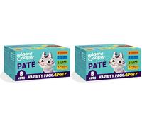 Edgard Cooper Comida húmeda para Gatos, Paté Multipack, (Pollo/Salmón/Pavo/Cordero, 8 x 85g) para Gatos esterilizados o Activos, Carne Fresca con Ingredientes Naturales (Paquete de 2)