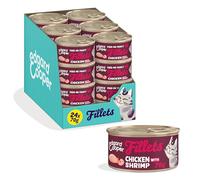 Edgard & Cooper Comida húmeda para Gatos, Pollo y Gambas 24 x 70g, Filetes en Caldo, sin Cereales, con Ingredientes Naturales, Apta esterilizados, Pollo auténtico y gambas con certificación ASC
