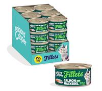 Edgard & Cooper Comida húmeda para Gatos, Salmón y Caballa 24 x 70g, Filetes en Caldo, sin Cereales, Ingredientes Naturales, Apta esterilizados, sin azúcares añadidos