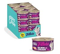 Edgard & Cooper Comida húmeda para Gatos, Salmón y Pollo 24 x 70g, Filetes en Caldo, sin Cereales, con Ingredientes Naturales, Apta esterilizados, Pollo auténtico, sin azúcares añadidos
