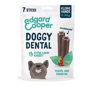 Edgard & Cooper Doggy Dental Sticks - 1 Paquete de 7 Palillos - Aliento Fresco, Dientes Fuertes, Masticar de Larga duración (Fresa y Menta, Perros pequeños)