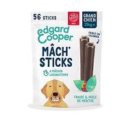 Edgard Cooper Golosinas para Perros (Menta y Fresa, 7 Palos x 8) Grande, uno por día, bajo en calorías, Masticación Larga efectiva, Aliento Fresco