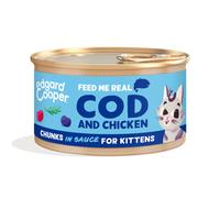 Edgard & Cooper Kitten Trocitos de Bacalao y Pollo en Salsa Lata Gatos 10 x 85 gr
