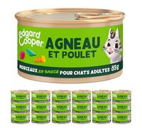 Edgard & Cooper - Paté para Gatos y Adultos, alimento y Pollo, 85 g x 18, Paté trozos de Salsa para Gatos, Carne Fresca y proteínas de Calidad, paté para Gatos esterilizado y Activo