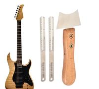 Edge recto de cuello de guitarra, guitarra de borde recto con muescas,Luthier Tools Acero inoxidable | Medición, raspador de ranura de cortador de traste portátil de medición con mango de madera para