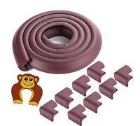 Edge y protectores de la esquina Kit - Proteja a su bebé o los niños pequeños - 6.5 pies (2 m) de crema suave Parachoques de caucho y 8 protectores de esquinas - Con tapón de la puerta - pre-grabada con la última fuerte adhesivo de 3M-Brown