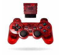edgivet Mando Inalámbrico 2.4G Compatible con PS2, Controller con Vibración y Receptor Incluido, Doble Joystick Analógico, Gamepad Gaming Negro (rojo)
