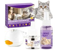 Edgiyuo Kit de Difusor de Feromonas para Gatos y Spray Calmante, Recarga de 48ml y Spray de 60ml, Anti-Estrés para Gatos, Ayuda a Reducir la Ansiedad, Peleas, Arañazos y Marcado Urinario (M1)