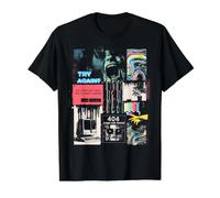 Edgy Horror Vaporwave Glitch Synthwave 90s Y2K Grunge Camiseta gráfica económica, Hombre, Negro, XL