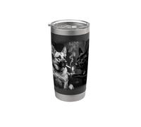 Edgy Pastor Alemán Perros Fumando Grunge Más Ligero Vaso térmico de acero inoxidable de doble pared