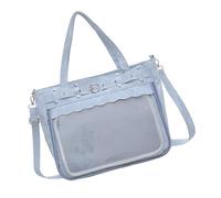 Edgy Punk Styles - Bolso cruzado transparente de gran capacidad con hombro de poliuretano, bolso de mano de moda, bolso de mano casual para mujer, salida nocturna, festival, transparente, Blue, One