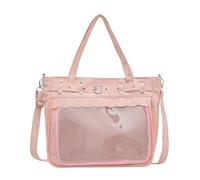Edgy Punk Styles - Bolso cruzado transparente de poliuretano de gran capacidad, bolso de mano de moda, bolso de mano casual para mujer, salida nocturna, correa ajustable, b, One Size