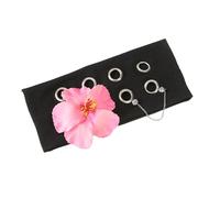 Edgy Rhinestone-Studded Hairbands for Adults Comfortable Punk Headwear with Fabric Floral Decors Punk Metal Studded Headbands