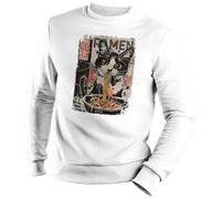 Edgy Streetwear Ramen Cat Aesthetic Urban Retro Art Tuxedo Cat Jersey Unisex Blanco Size S