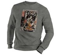 Edgy Streetwear Ramen Cat Aesthetic Urban Retro Art Tuxedo Cat Jersey Unisex Gris Size XL