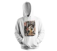 Edgy Streetwear Ramen Cat Aesthetic Urban Retro Art Tuxedo Cat Sudadera con Capucha Unisex Blanca Size M
