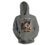 Edgy Streetwear Ramen Cat Aesthetic Urban Retro Art Tuxedo Cat Sudadera con Capucha Unisex Gris Size S