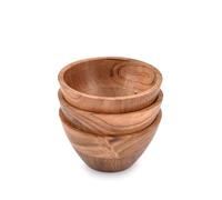 EDHAS Juego de 3 cuencos de madera de acacia hechos a mano para nueces, caramelos, aperitivos, aceitunas y salsa, ideal para cenas y reuniones familiares (12,7 cm x 12,7 cm x 6,35 cm)