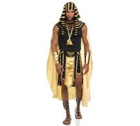 Edhomenn Conjunto de disfraz de faraón egipcio antiguo para hombre, 7 piezas, disfraz de faraón para Halloween (color negro, talla XL)