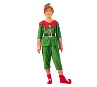 Edhomenn Disfraz de elfo de Navidad para padres e hijos, 4 piezas, disfraz de elfo de Papá Noel, pantalones de vestir con sombrero, cinturón y calcetines (niño, 5-6 años)