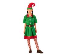 Edhomenn Disfraz de elfo de Navidad para padres e hijos, 4 piezas, disfraz de elfo de Papá Noel, pantalones de vestir con sombrero, cinturón y calcetines (niña, 6-7 años)