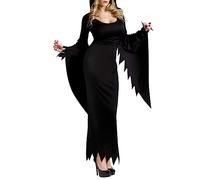 Edhomenn Disfraz de Halloween con capucha para mujer, bruja, manga murciélago, gótico, disfraz de cosplay (01, negro, M)