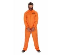 Edhomenn Disfraz de prisionero de Halloween para mujeres y hombres, mono con estampado de números, traje de caldera de cárcel, trajes de cosplay para adultos (02 naranja, hombre, XXL)