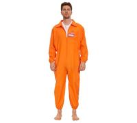 Edhomenn Disfraz de prisionero de Halloween para mujeres y hombres, mono con estampado de números, traje de caldera de cárcel para adultos, trajes de cosplay (10 naranja B, XL)