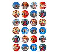 Ediblecakedecorations 24 x Power Rangers Decoración de Papel Comestible para Cupcakes