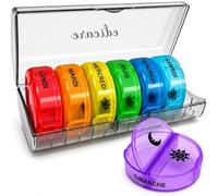 Edicare, Pastillero Semanal 2 Tomas, Días de la Semana en Francés, Organizador de Pastillas, Caja de Medicamentos Portátil (Francés, 2 Tomas)