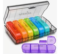 Edicare, Pastillero Semanal 3 Tomas, Días de la Semana en Alemán, Organizador de Pastillas, Caja de Medicamentos Portátil (Alemán, 4 Tomas)