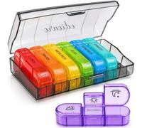 Edicare, Pastillero Semanal 3 Tomas, Días de la Semana en Francés, Organizador de Pastillas, Caja de Medicamentos Portátil (Francés, 3 Tomas)