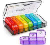 Edicare, Pastillero Semanal 3 Tomas, Días de la Semana en Inglés, Pill Organizer, Caja de Medicamentos Portátil (Inglés, 3 Tomas)