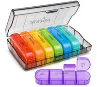Edicare, Pastillero Semanal 4 Tomas, Días de la Semana en Español, Organizador de Pastillas, Caja de Medicamentos Portátil (Español, 4 Tomas)