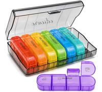 Edicare, Pastillero Semanal 4 Tomas, Días de la Semana en Inglés, Pill Organizer, Caja de Medicamentos Portátil (Inglés, 4 Tomas)
