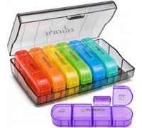 Edicare, Pastillero Semanal 4 Tomas, Días de la Semana en Italiano, Organizador de Pastillas, Caja de Medicamentos Portátil (Italiano, 4 Tomas)