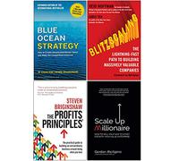 Edición ampliada de Blue Ocean Strategy [tapa dura], Blitzscaling, The Profits Principles, Scale Up Millionaire 4 Book Collection Set