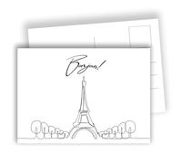Edición Colibrí Postales de París - Arte Minimalista con Torre Eiffel - Hola | Juego de 10 tarjetas planas (A6) - Verso para escribir