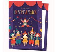 Edición Colibri - Tarjeta de invitación de cumpleaños (10 unidades), diseño de circo de colores