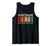 Edición Limitada de cumpleaños Retro de 100 años Vintage de 1926 Camiseta sin Mangas