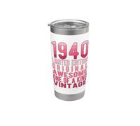 Edición limitada, vintage, retro, año de nacimiento 1940. Vaso térmico de acero inoxidable de doble pared