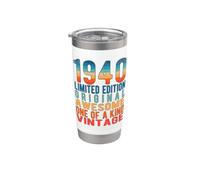 Edición limitada, vintage, retro, año de nacimiento 1940. Vaso térmico de acero inoxidable de doble pared