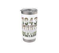 Edición limitada, vintage, retro, año de nacimiento 1943. Vaso térmico de acero inoxidable de doble pared