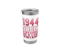 Edición limitada, vintage, retro, año de nacimiento 1944. Vaso térmico de acero inoxidable de doble pared